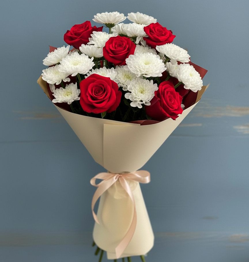 Букет цветов из: Розы и Хризантемы в Каменск-Уральском