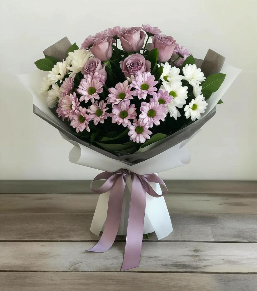 Букет цветов из: Хризантемы и Розы в Каменск-Уральском