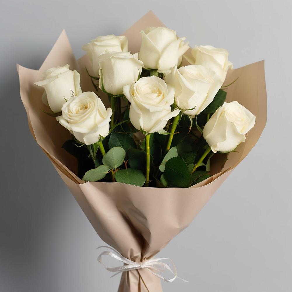 Букет 9 Белых роз Эдлесс Лав в Каменск-Уральском