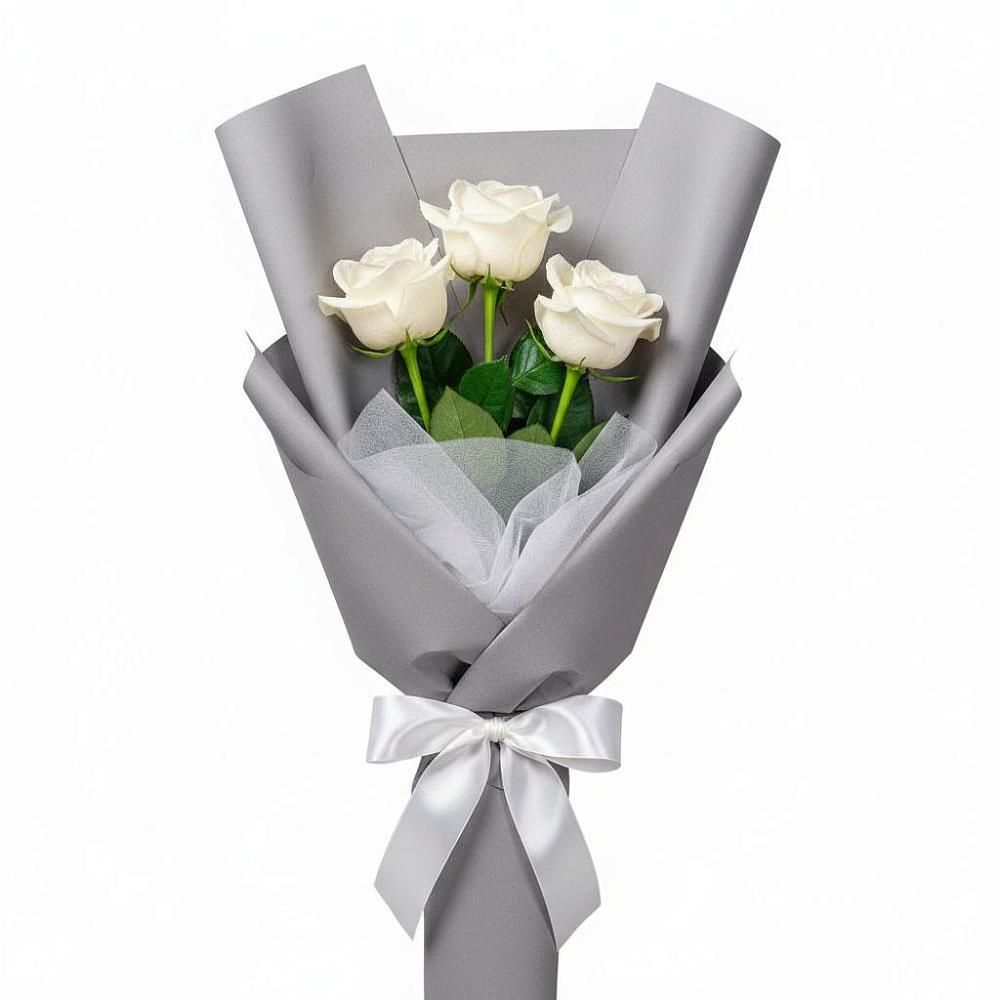 Букет 3 белые розы в Каменск-Уральском