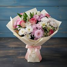 Букет цветов из:  Хризантемы, Альстромерии и Розы в Каменск-Уральском