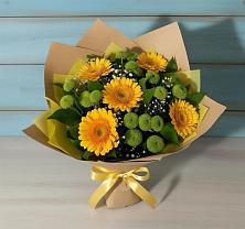 Букет цветов из:  Герберы и Хризантемы в Каменск-Уральском