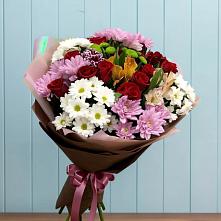 Букет цветов из:  Розы, Хризантемы и Альстромерии #REPLACE_PRED# Каменск-Уральском